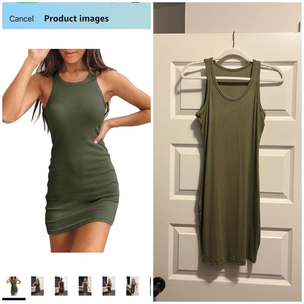 Women's Summer Ribbed Tank Dress Scoop Neck Slim Fit Sleeveless Bodycon Mini